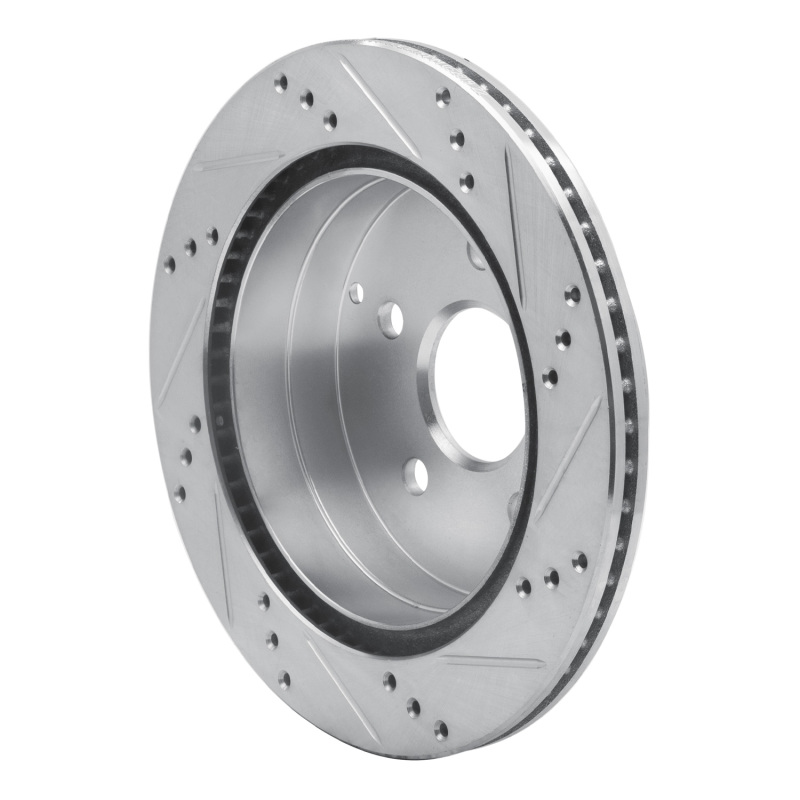 Chevrolet Equinox Brake Rotor (1) - Rear Left - R1 Concepts - Drilled & Slotted - Silver - `10-`17